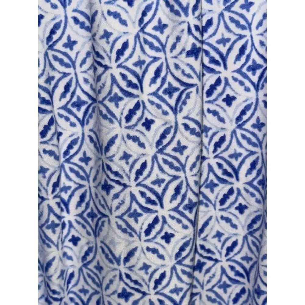 Croft & Barrow 4X Pajamas Blue Crop Capri Pants Collar Button-Up Pockets Stretch